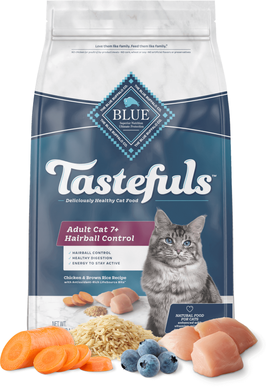 BLUE Buffalo Tastefuls Indoor Hairball Control Chicken And Brown Rice Recipe - Mature Cat (Dry)